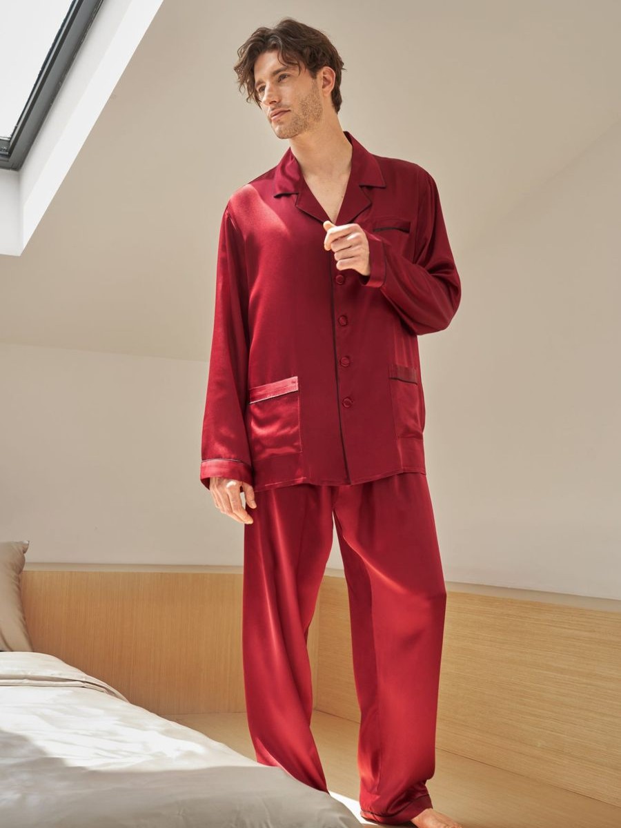 Herren Lilysilk Pyjamas | 22 Momme Lang Seide Pyjamas Nachtwasche Herren