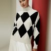 Damen Lilysilk Strickwaren | Preppy-Wollpullover Mit Argyle-Muster