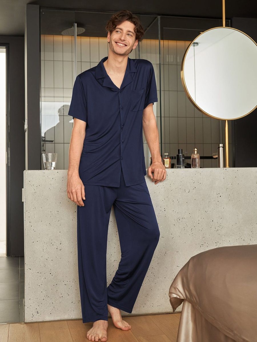 Herren Lilysilk Pyjamas | Kurzarm Herren Seidenstrick Pyjama Set