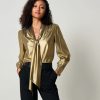 Damen Lilysilk Seidenblusen | Lilysheena® Elegante Fliege Bronze Seidenbluse