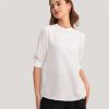 Damen Lilysilk Oberteile | Elegantes Lassiges Seiden-T-Shirt Mit Ripp-Bundchen