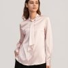 Damen Lilysilk Oberteile | Feminine Stehkragen Bluse