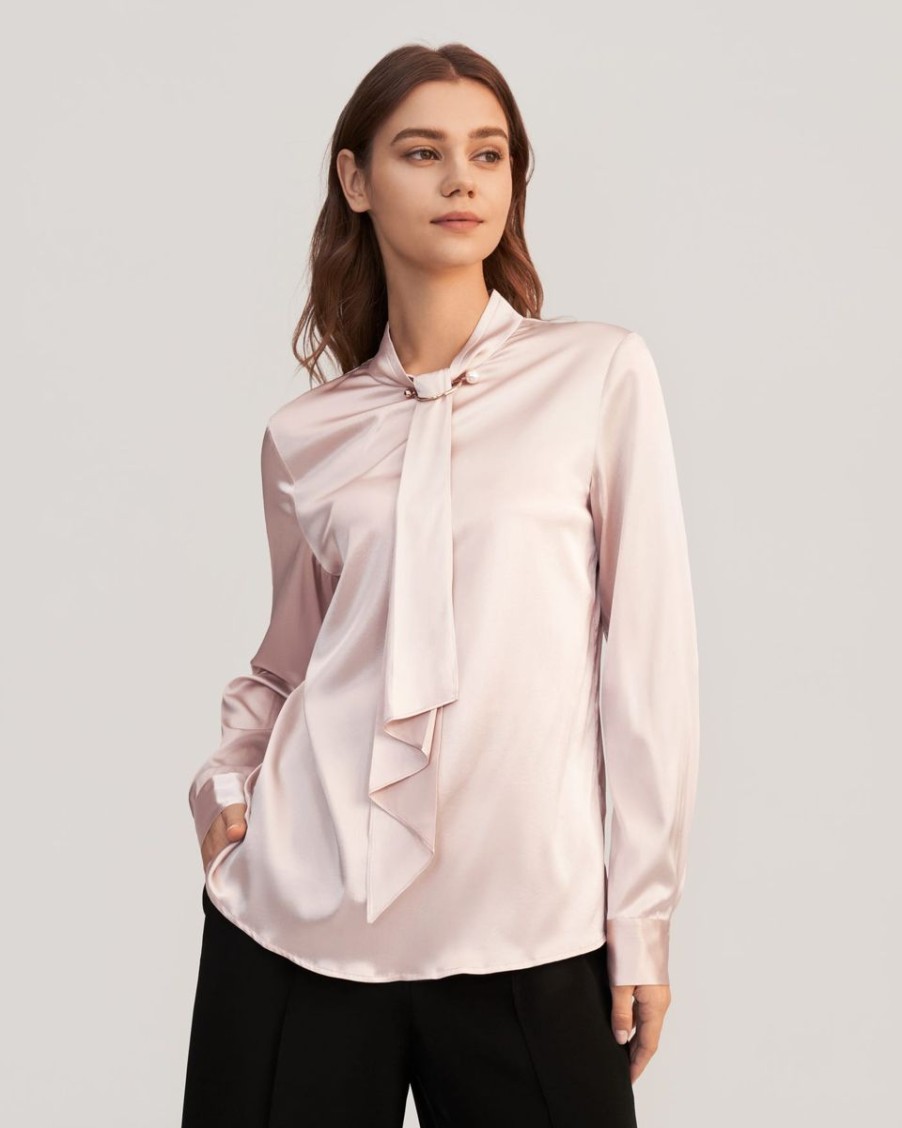 Damen Lilysilk Oberteile | Feminine Stehkragen Bluse