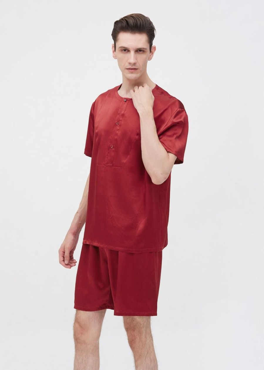 Herren Lilysilk Pyjamas | 22 Momme Einfache Kurze Pyjamas Mit Rundhalsausschnitt