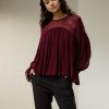 Damen Lilysilk Seidenblusen | Bluse Mit Halbtransparenten Schultern Und Ruschen