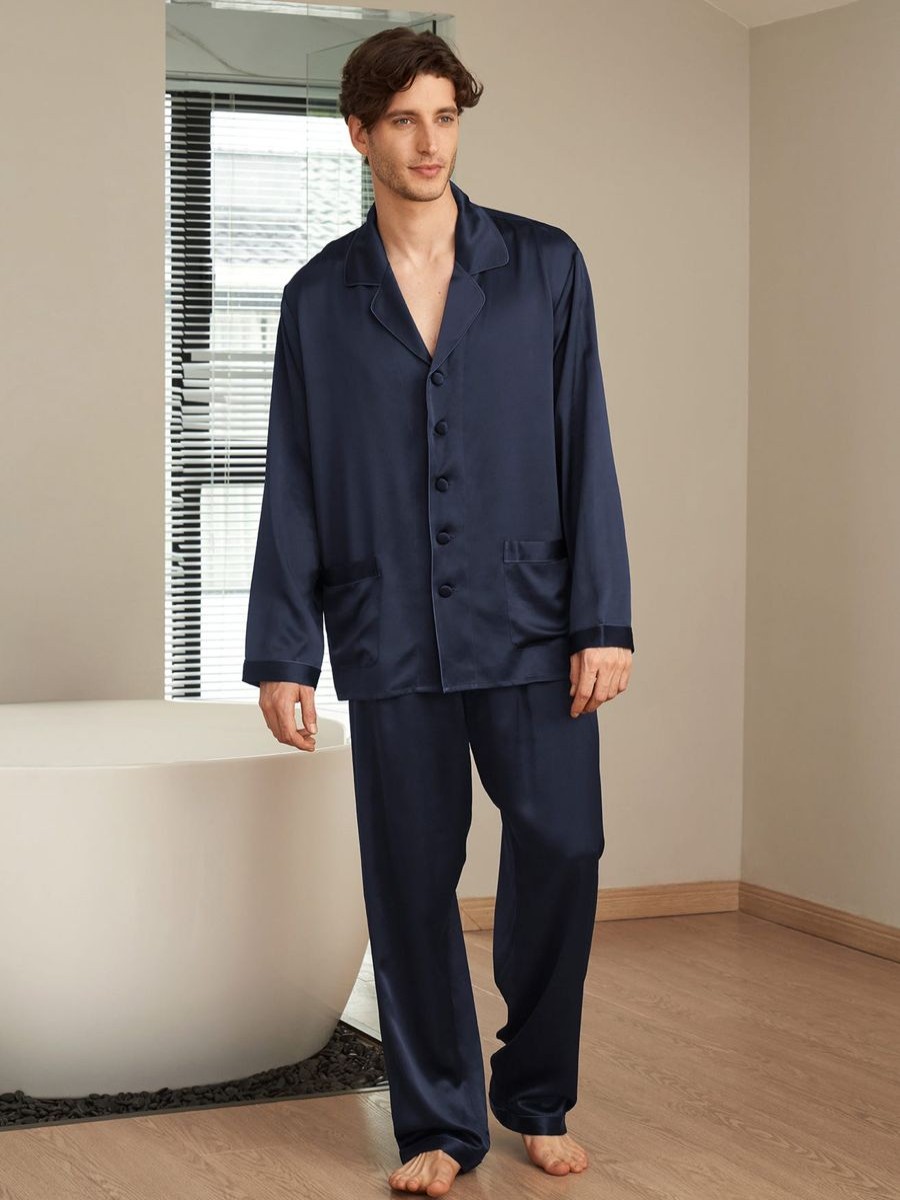 Herren Lilysilk Pyjamas | 22 Momme Lang Seide Pyjamas Nachtwasche Nachtkleider Herren