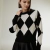 Damen Lilysilk Strickwaren | Kaschmirpullover Mit Rundhals-Ausschnitt Und Rautenmuster