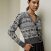 Damen Lilysilk Strickwaren | Fair Isle Strickjacke Aus Merinowolle