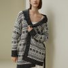 Damen Lilysilk Oberbekleidung | Woll-Cardigan Mit Bindegurtel Im Fair-Isle-Design