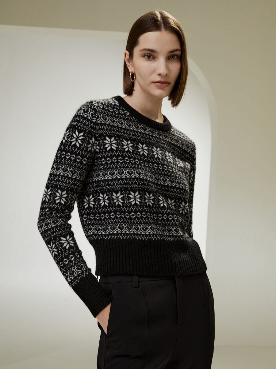 Damen Lilysilk Strickwaren | Fair-Isle-Kaschmirpullover