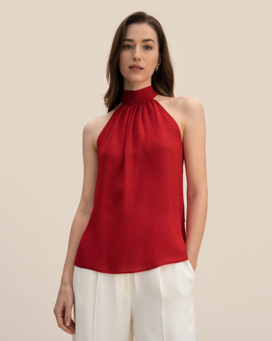 Damen Lilysilk Oberteile | Seidengeorgette Top Mit Neckholder