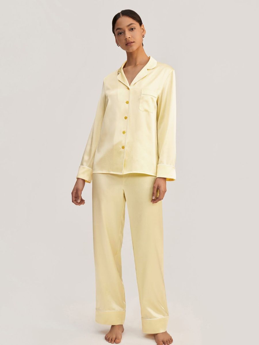 Damen Lilysilk Pyjamas | Lilyaurea® Seidensatin Pyjama Set