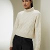 Damen Lilysilk Strickwaren | Rollkragenpullover Aus Kaschmir Mit Zopfmuster