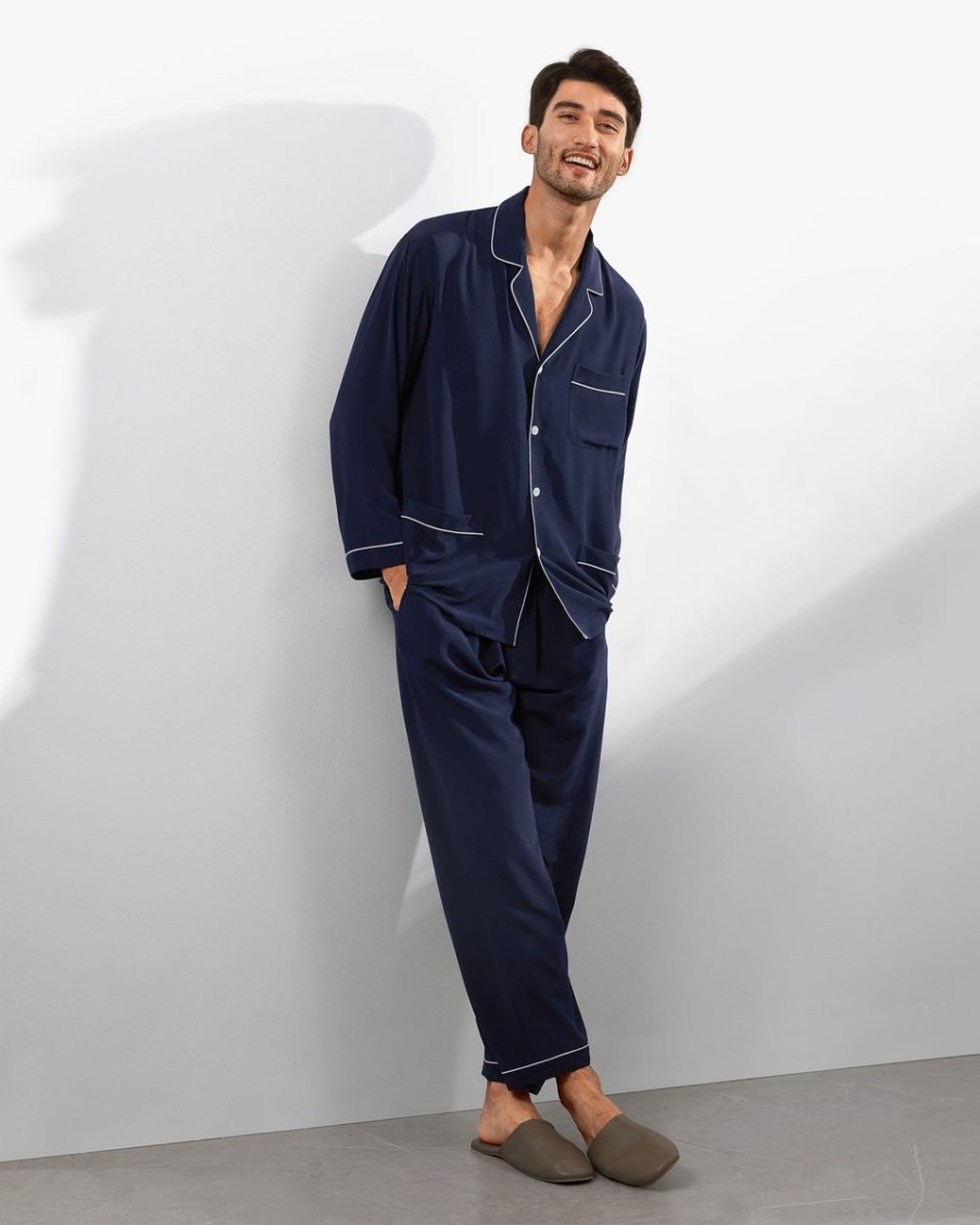 Herren Lilysilk Pyjamas | Seide Pyjama Set Mit Reverskragen