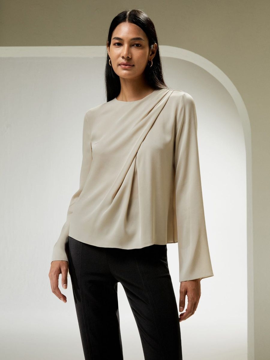 Damen Lilysilk Seidenblusen | Asymmetrische Seidenbluse Mit Volant An Der Schulter