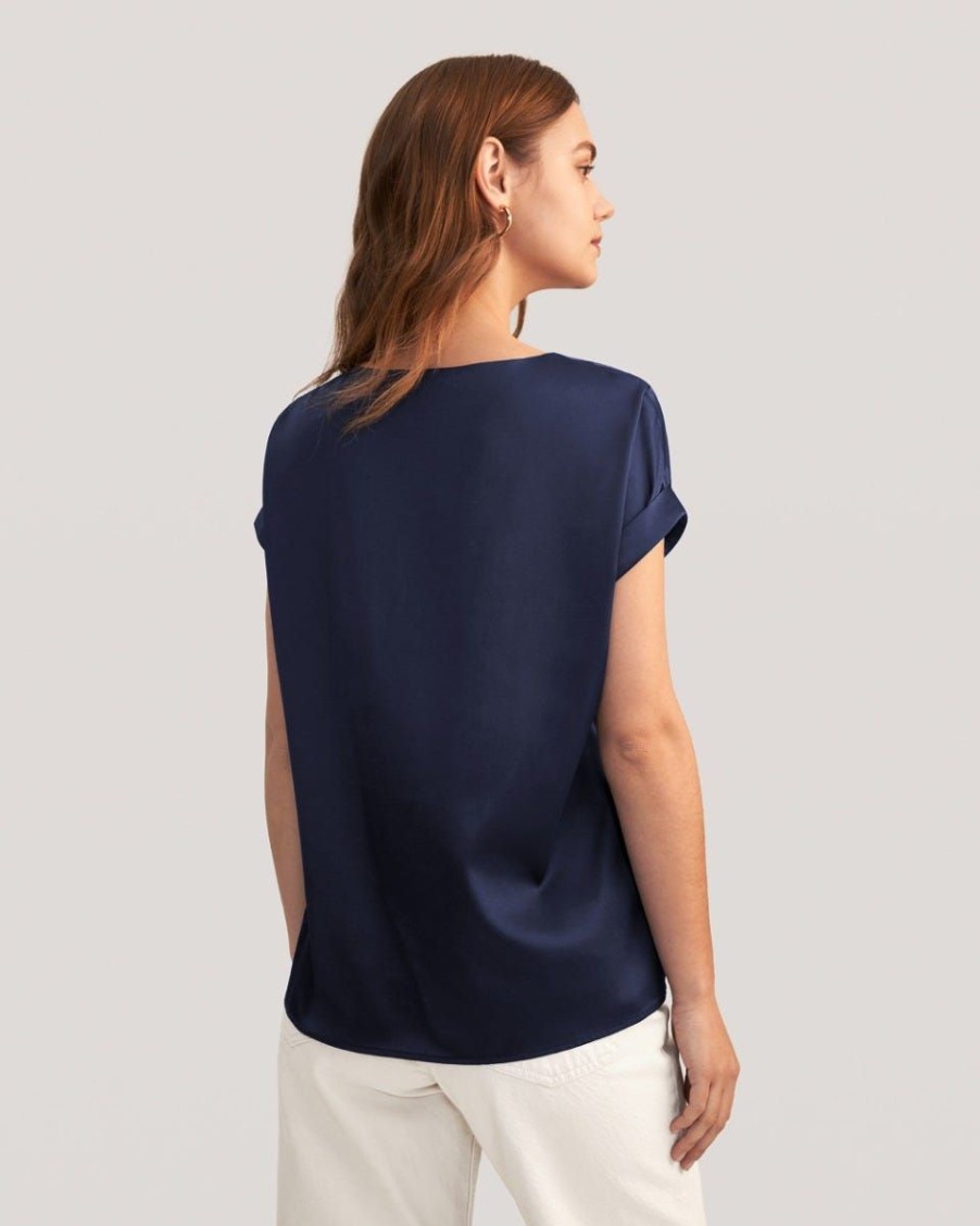 Damen Lilysilk Oberteile | Kurzarm Rundhalsausschnitt Seide T Shirt