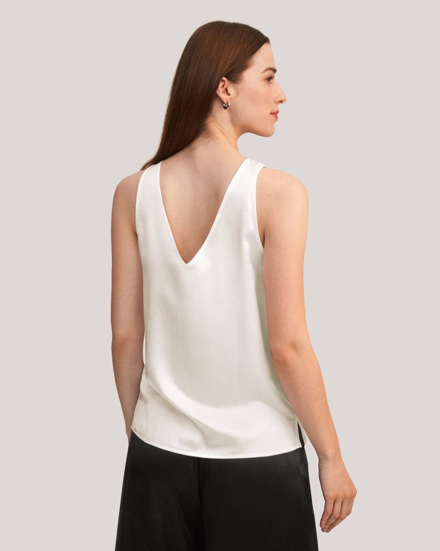 Damen Lilysilk Oberteile | V-Ausschnitt Armelloses Seiden Tank-Top