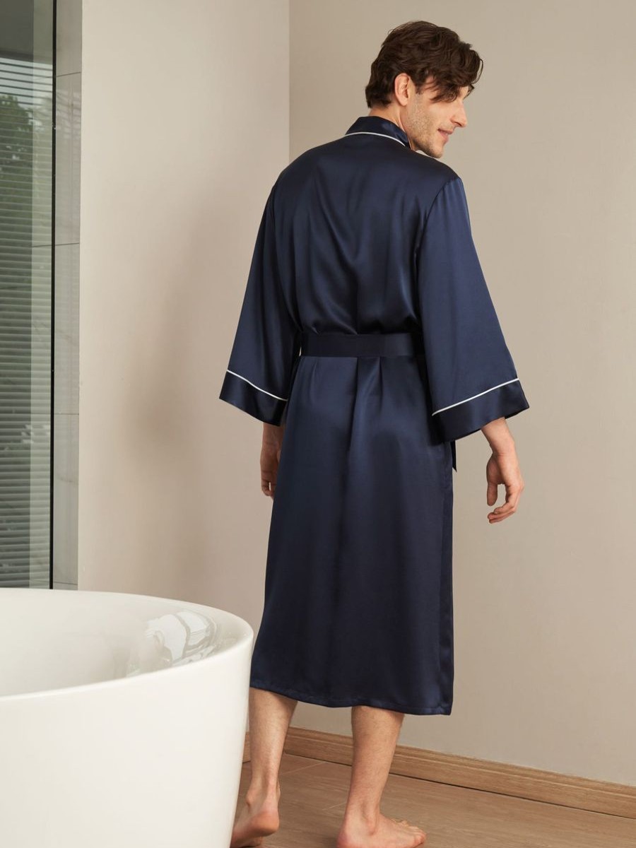 Herren Lilysilk Morgenmantel | 22 Momme Kimono Seide Morgenmantel Mit Saum